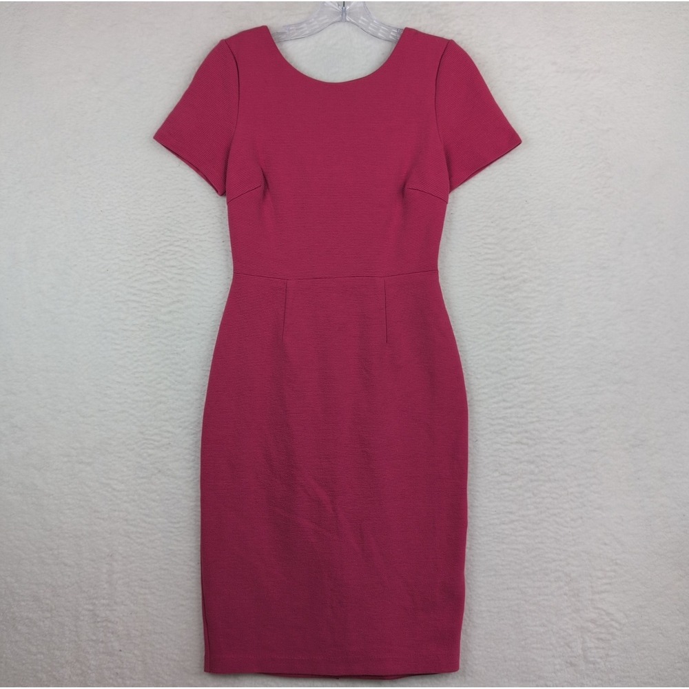 BODEN Dress Elsa Ottoman Ribbed Pink Knit Cotton Blend Career Scoop Knee Sz 4R